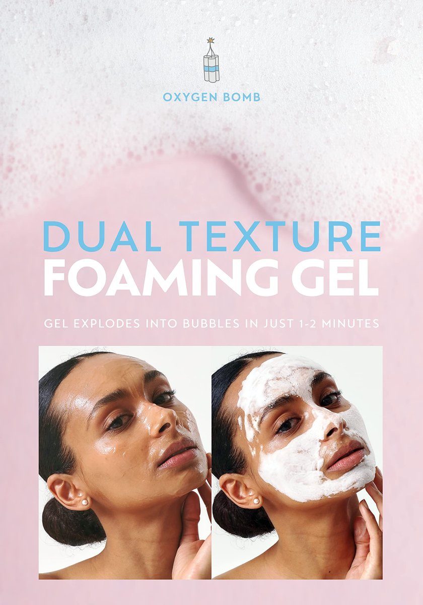 NOTHING FITS BUT Oxygen Bomb Dual Texture Pore Purifying Foaming Gel – Self-Foaming Face Mask & Daily Cleanser with Multi-Peptide & Botanical Oil – K-Beauty Hydrating & Texture Refining, 3.4 Oz Avelisse