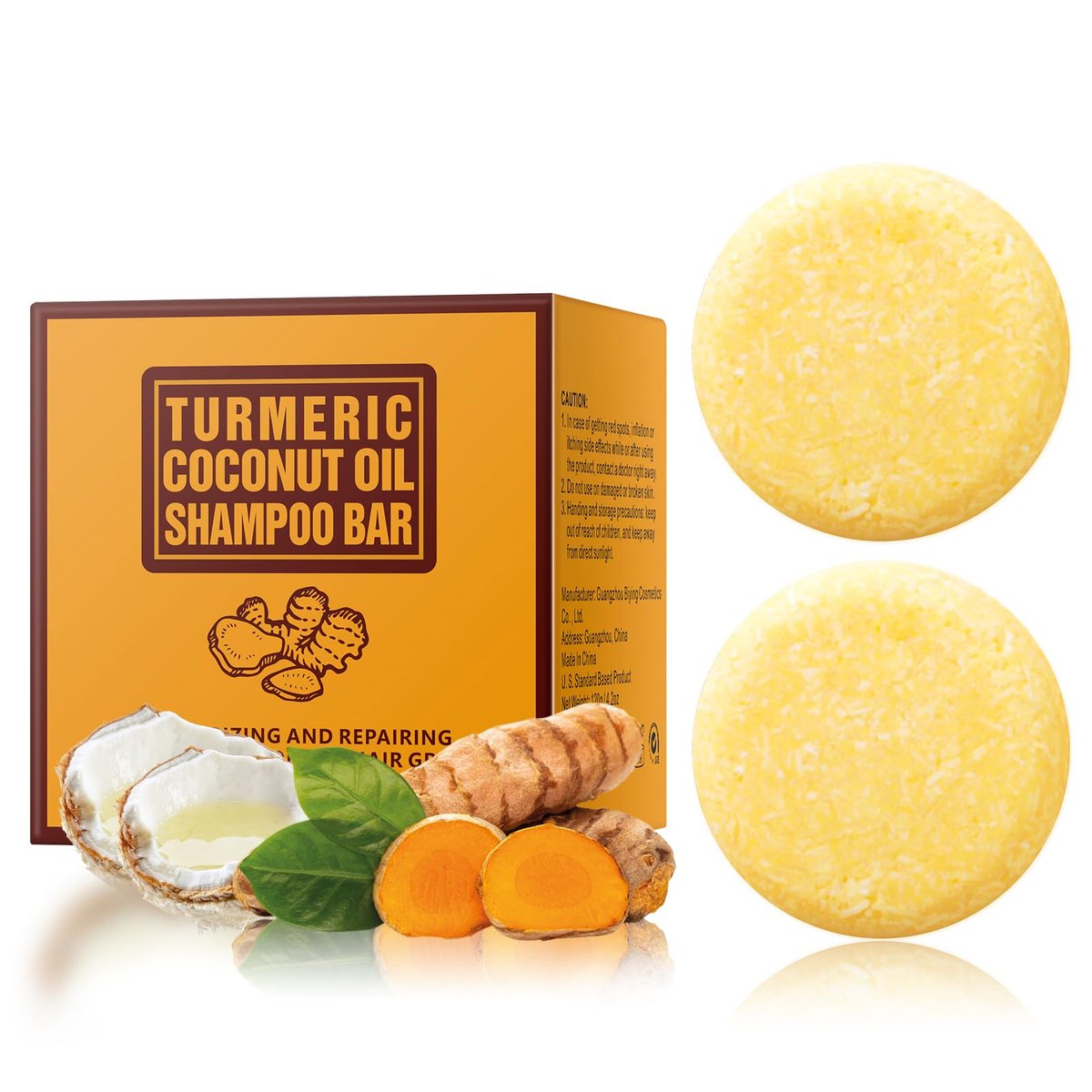 YAFUSIPE Ginger Hair Regrowth Shampoo Bar | Natural Turmeric Solid Soap for Thinning, Strengthening, Curly & Oily Hair | Anti Hair Loss Travel Deep Cleansing Bar for Women & Men (4.23 oz) - görsel 1