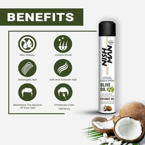 Nishman Sheen Spray - Olive Oil & Coconut Oil Infused Hair Shine Spray - görsel 8