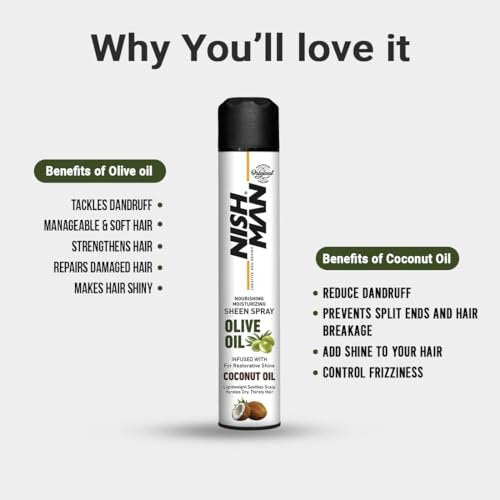 Nishman Sheen Spray - Olive Oil & Coconut Oil Infused Hair Shine Spray - görsel 6