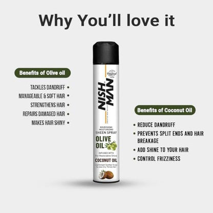 Nishman Sheen Spray - Olive Oil & Coconut Oil Infused Hair Shine Spray