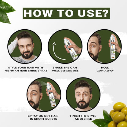 Nishman Sheen Spray - Olive Oil & Coconut Oil Infused Hair Shine Spray