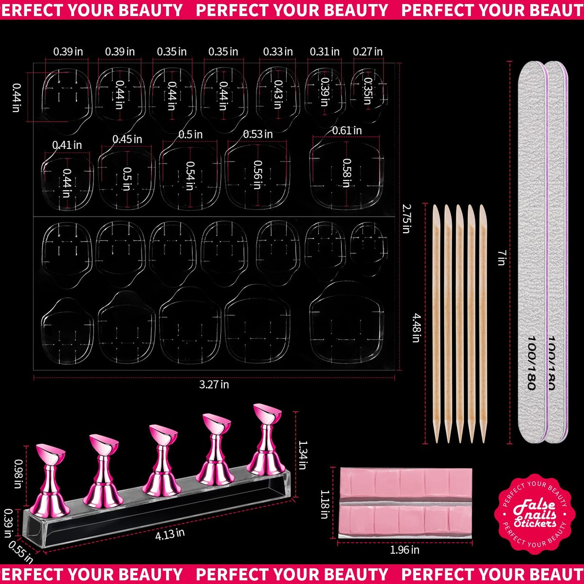 Teenitor 20 Sheet Nail Adhesive Tabs with Stand for Press Ons - Double Sided Glue Stickers, Sticky Tabs for Nails with File - görsel 3