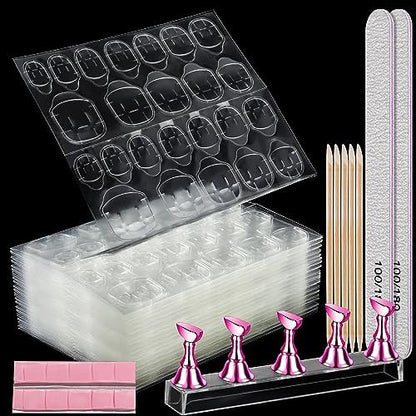 Teenitor 20 Sheet Nail Adhesive Tabs with Stand for Press Ons - Double Sided Glue Stickers, Sticky Tabs for Nails with File