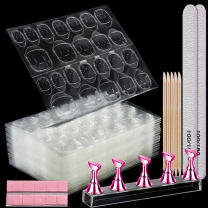 Teenitor 20 Sheet Nail Adhesive Tabs with Stand for Press Ons - Double Sided Glue Stickers, Sticky Tabs for Nails with File