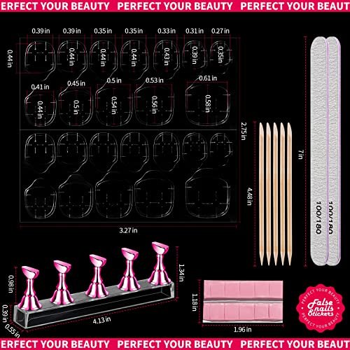 Teenitor 20 Sheet Nail Adhesive Tabs with Stand for Press Ons - Double Sided Glue Stickers, Sticky Tabs for Nails with File - görsel 4