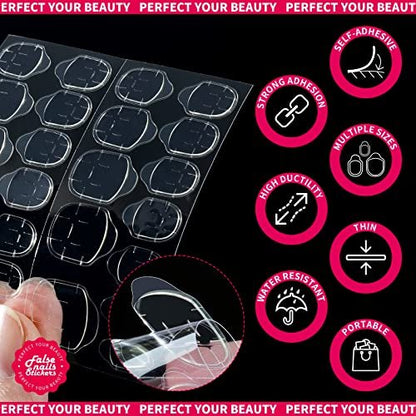 Teenitor 20 Sheet Nail Adhesive Tabs with Stand for Press Ons - Double Sided Glue Stickers, Sticky Tabs for Nails with File