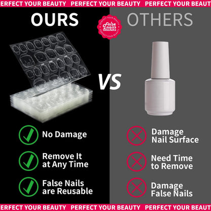 Teenitor 20 Sheet Nail Adhesive Tabs with Stand for Press Ons - Double Sided Glue Stickers, Sticky Tabs for Nails with File