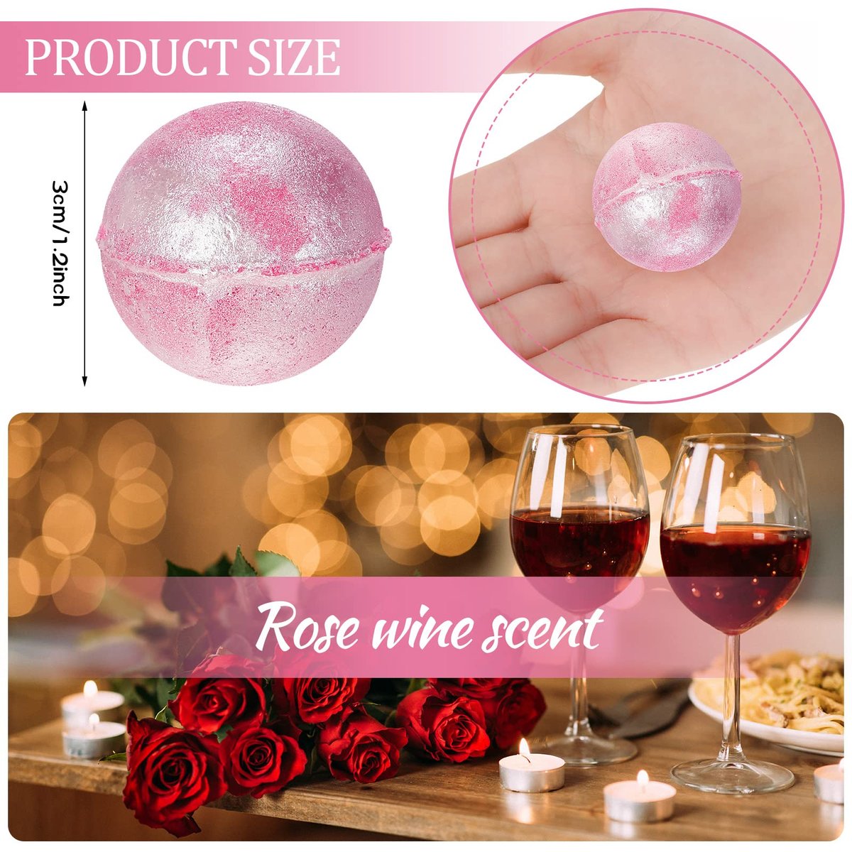 Demissle 20-Pack Mini Bath Bombs - 0.53 oz Each, Pink Glitter Fizzies for Relaxing Spa Baths, Women's Gift Set Avelisse