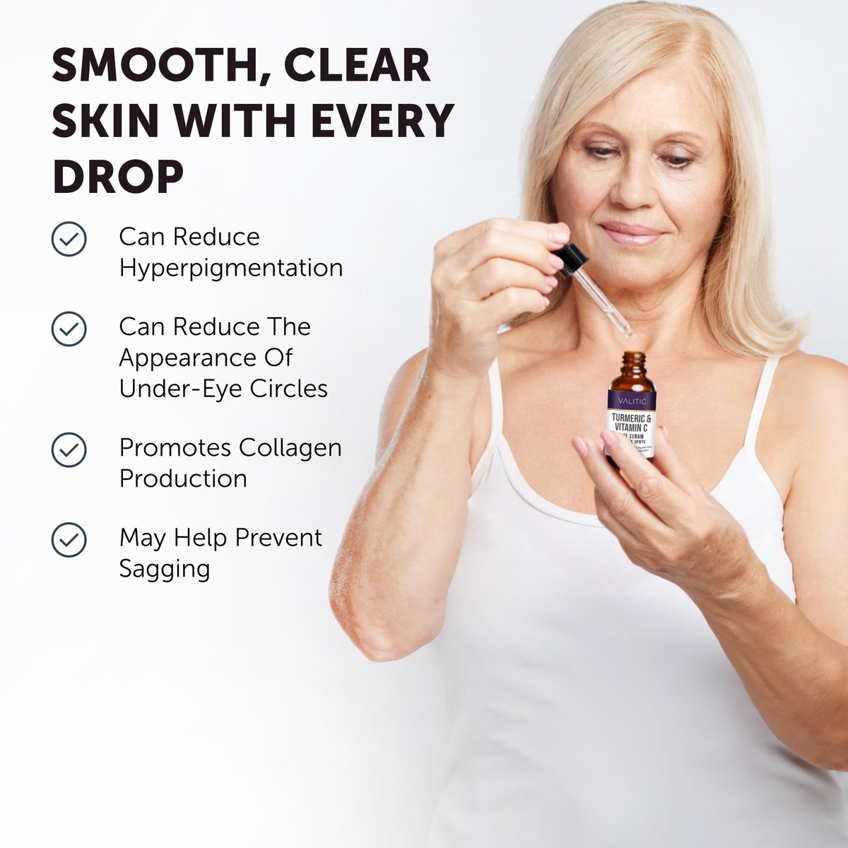 VALITIC Vitamin C Serum - Anti Aging Dark Spot Remover with Niacinamide, Hyaluronic Acid, Collagen - Brightening Face Serum 1 fl oz - görsel 9