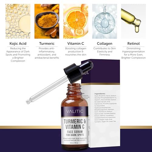 VALITIC Vitamin C Serum - Anti Aging Dark Spot Remover with Niacinamide, Hyaluronic Acid, Collagen - Brightening Face Serum 1 fl oz - görsel 4