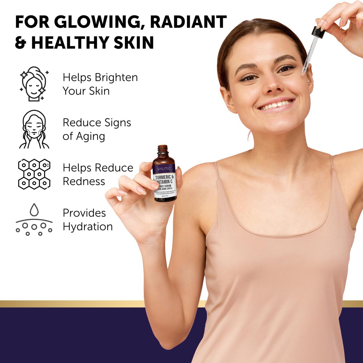 VALITIC Vitamin C Serum - Anti Aging Dark Spot Remover with Niacinamide, Hyaluronic Acid, Collagen - Brightening Face Serum 1 fl oz - görsel 7