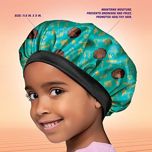 Camryn's BFF Karma's World Teal Karma Quotes Satin Bonnet - Protective Hair Bonnet for Sleeping - görsel 4