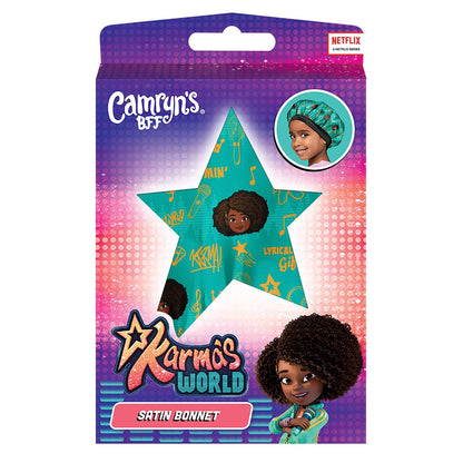 Camryn's BFF Karma's World Teal Karma Quotes Satin Bonnet - Protective Hair Bonnet for Sleeping