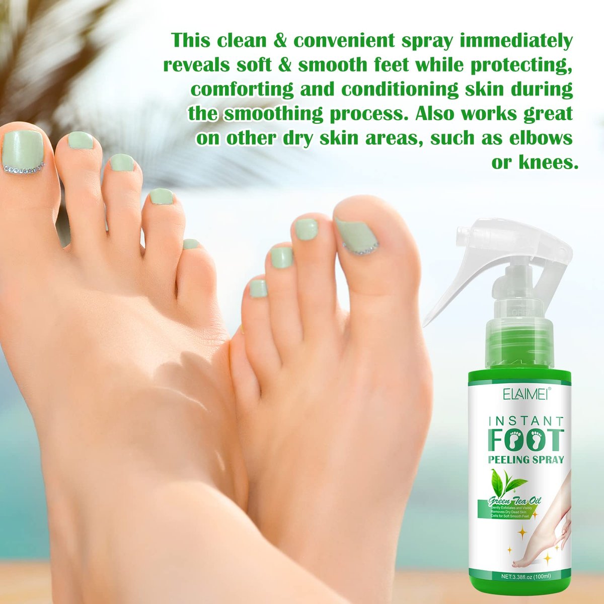 Green Tea Hydrating Foot Peel Spray - Instantly Remove Dead Skin, 3.38 Fl Oz - görsel 11