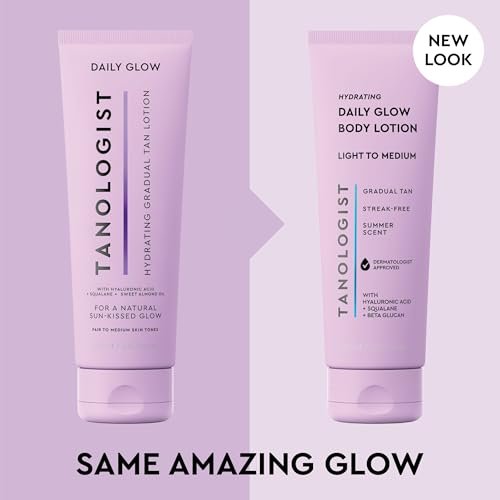 Tanologist Hydrating Daily Glow Body Lotion - Light/Medium, Gradual Self Tanner, Natural Tan, Vegan, 8.45 fl oz - görsel 4
