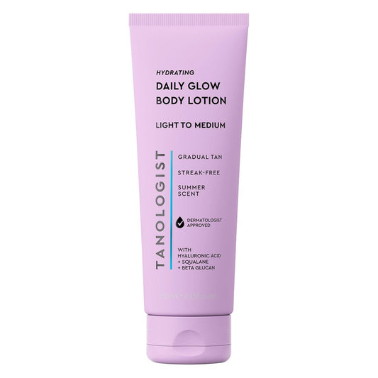 Tanologist Hydrating Daily Glow Body Lotion - Light/Medium, Gradual Self Tanner, Natural Tan, Vegan, 8.45 fl oz
