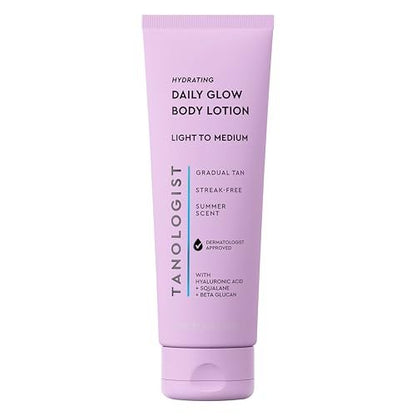 Tanologist Hydrating Daily Glow Body Lotion - Light/Medium, Gradual Self Tanner, Natural Tan, Vegan, 8.45 fl oz