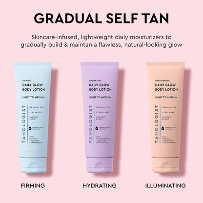 Tanologist Hydrating Daily Glow Body Lotion - Light/Medium, Gradual Self Tanner, Natural Tan, Vegan, 8.45 fl oz