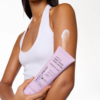 Tanologist Hydrating Daily Glow Body Lotion - Light/Medium, Gradual Self Tanner, Natural Tan, Vegan, 8.45 fl oz