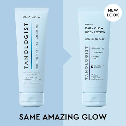 Tanologist Firming Daily Glow Body Lotion - Medium/Dark Gradual Self Tanner, Fast-Developing, Transfer-Proof, Natural Not Orange, Vegan Formula, 8.45 fl oz Avelisse
