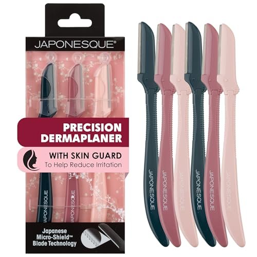 JAPONESQUE Precision Dermaplaner Facial Razors – 2pk 6 Piece Set, Eyebrow and Facial Hair Single Blade Razors for Women and Men, Pink, 3 Pack Avelisse