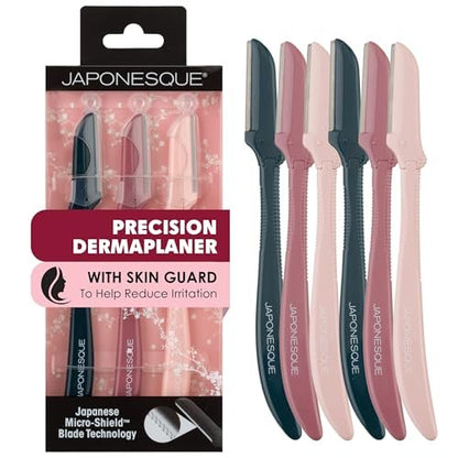 JAPONESQUE Precision Dermaplaner Facial Razors – 2pk 6 Piece Set, Eyebrow and Facial Hair Single Blade Razors for Women and Men, Pink, 3 Pack Avelisse