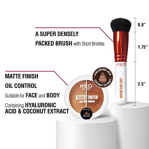 Red by Kiss Lace Wig Brush Tinted Powder Set – Matte Finish, Oil Control, Lightweight, Long-Lasting, Mix & Match Shade Duo - görsel 4