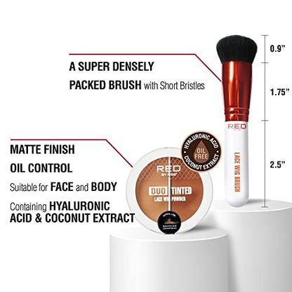 Red by Kiss Lace Wig Brush Tinted Powder Set – Matte Finish, Oil Control, Lightweight, Long-Lasting, Mix & Match Shade Duo
