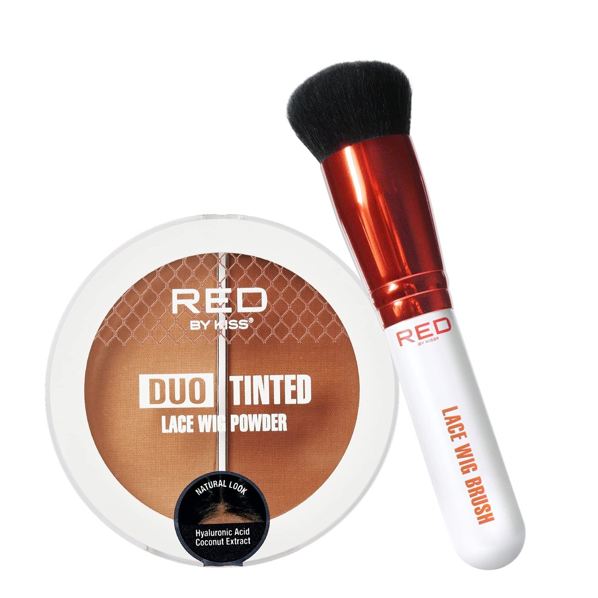 Red by Kiss Lace Wig Brush Tinted Powder Set – Matte Finish, Oil Control, Lightweight, Long-Lasting, Mix & Match Shade Duo - görsel 1