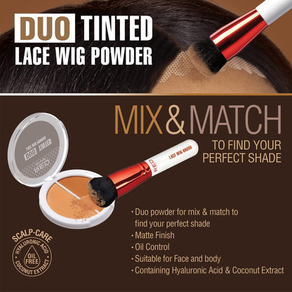 Red by Kiss Lace Wig Brush Tinted Powder Set – Matte Finish, Oil Control, Lightweight, Long-Lasting, Mix & Match Shade Duo