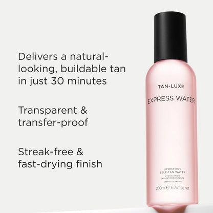 Tan-Luxe Express Water Rapid Self Tanner Spray, Hydrating Tanning Water for Natural Looking Tan, Cruelty-Free, 6.76 fl. oz Avelisse