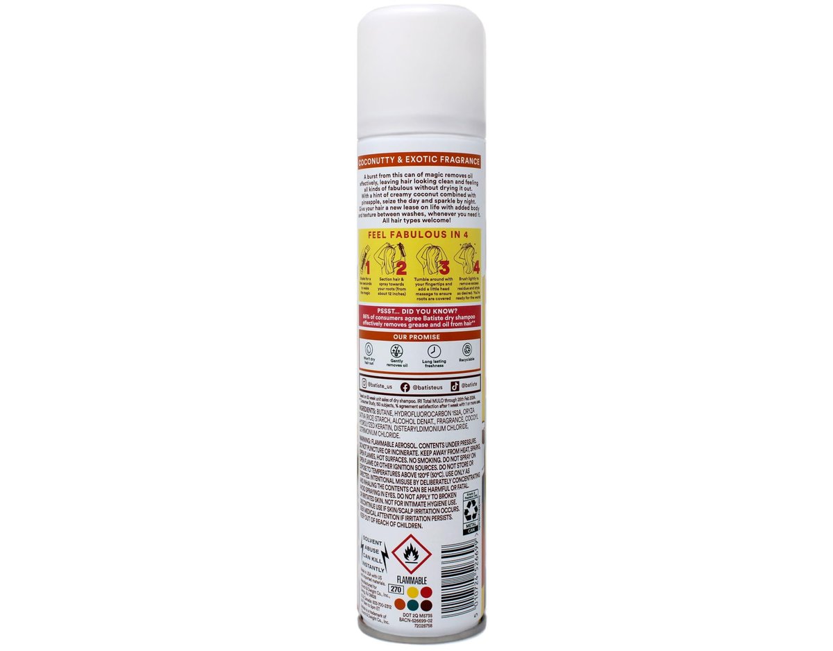 Batiste Dry Shampoo Tropical Fragrance 6.73 oz (Pack of 2) – Refresh Hair & Absorb Oil Between Washes - görsel 11