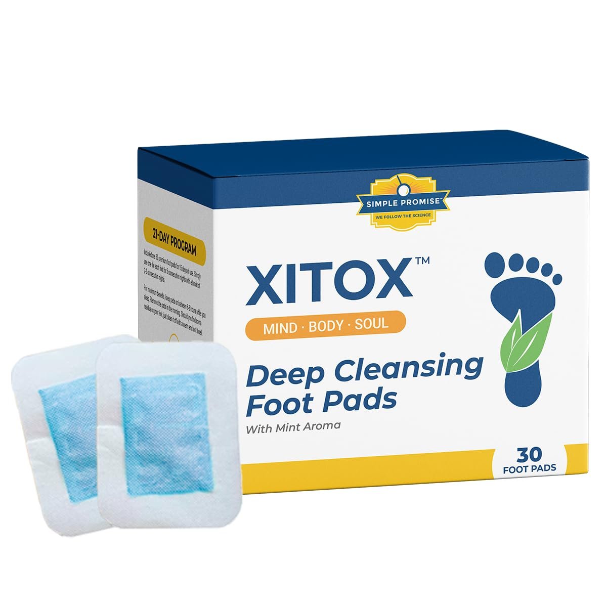 Simple Promise Xitox Foot Pads – Herbal Foot Patches for Restful Sleep & Nighttime Detox, 30 Count Avelisse