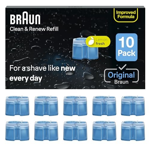 Braun Clean & Renew Refill Cartridges CCR, Replacement Shaver Cleaner Liquid Solution for Clean&Charge System, Pack of 10 Avelisse