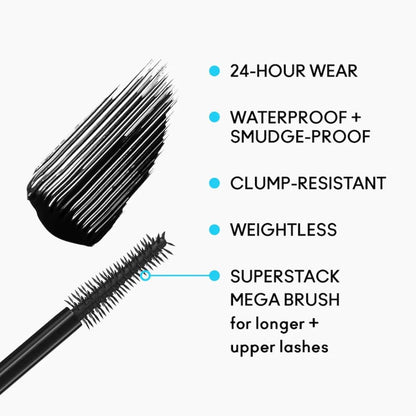 MAC Stack Superstack Mega Brush Waterproof Mascara - Black (0.41 oz) Avelisse