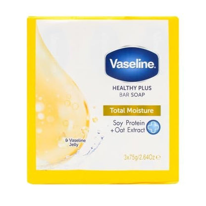 Vaseline Healthy Plus Bar Soap Total Moisture - 3 x 75g (Pack of 3)