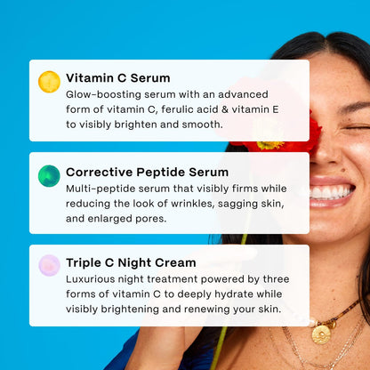 Mad Hippie Wintertime Essentials Travel-Size Skin Care Kit – Vitamin C Serum, Corrective Peptide Serum, Triple C Night Cream (0.5 Oz Ea) in a 100% Recycled Cosmetics Bag + 3 Assorted Sachets Avelisse