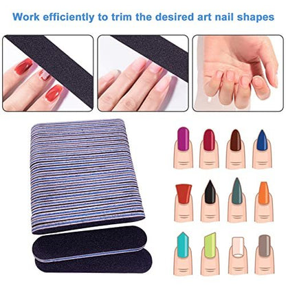 GigaGround Small Nail Files Bulk (50 Pcs) - 3.6 Inches Emery Board Nail File for Acrylic and Natural Nails, 100/180 Grit Double Sided Fingernail Filer Pack, Mini Professional Filers Manicure Pedicure Set