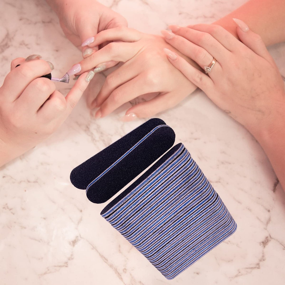 GigaGround Small Nail Files Bulk (50 Pcs) - 3.6 Inches Emery Board Nail File for Acrylic and Natural Nails, 100/180 Grit Double Sided Fingernail Filer Pack, Mini Professional Filers Manicure Pedicure Set - görsel 10