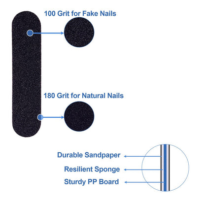 GigaGround Small Nail Files Bulk (50 Pcs) - 3.6 Inches Emery Board Nail File for Acrylic and Natural Nails, 100/180 Grit Double Sided Fingernail Filer Pack, Mini Professional Filers Manicure Pedicure Set