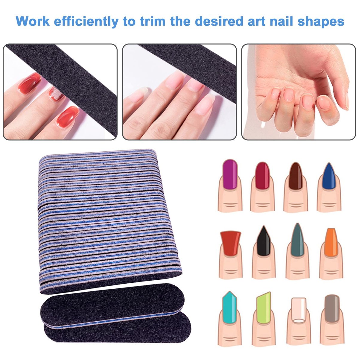 GigaGround Small Nail Files Bulk (50 Pcs) - 3.6 Inches Emery Board Nail File for Acrylic and Natural Nails, 100/180 Grit Double Sided Fingernail Filer Pack, Mini Professional Filers Manicure Pedicure Set - görsel 2