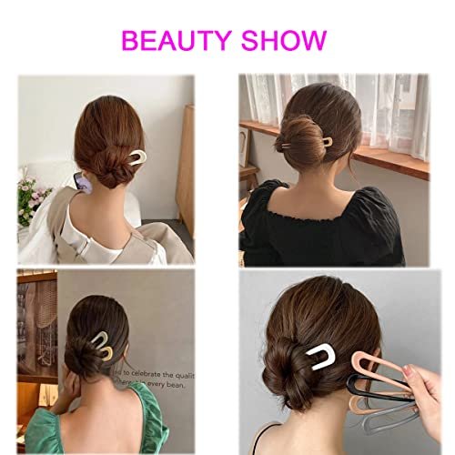 8 Pack French Style U Shaped Hair Pins for Women & Girls – Multicolor Plastic Hair Clips for Buns, Curls, and Everyday Hairstyles - görsel 4