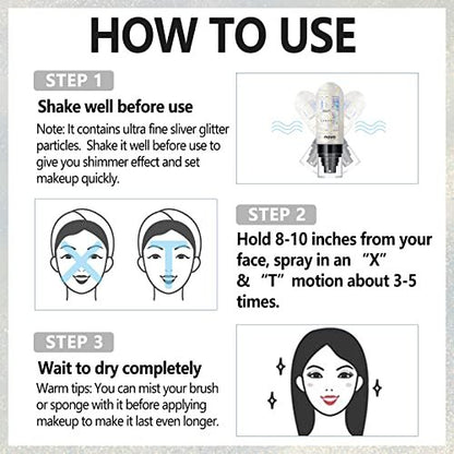 UCANBEMAKEUP Dewy Makeup Setting Spray - Shimmer Glow Finish, Hydrating Illuminating Finishing Spray for Face, Lightweight Long Lasting Make Up Fixing, Hydrate Skin for a Bright Look, 3.15 Fl Oz