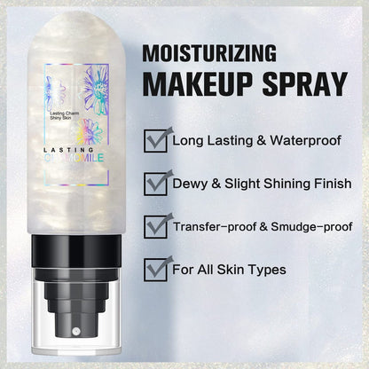 UCANBEMAKEUP Dewy Makeup Setting Spray - Shimmer Glow Finish, Hydrating Illuminating Finishing Spray for Face, Lightweight Long Lasting Make Up Fixing, Hydrate Skin for a Bright Look, 3.15 Fl Oz