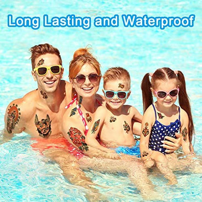 77 Sheets Classic Temporary Tattoos for Adults - Old School Sailor Jerry Style Fake Tattoos, American Traditional Rose Arm Tattoo Stickers for Women Men Kids