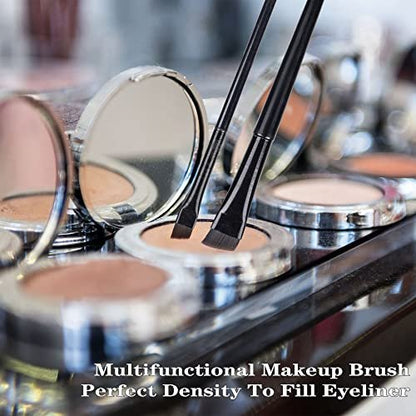 16-Piece Professional Eyeliner & Eyebrow Brush Set – Ultra Thin, Flat Tapered & Angled Eye Makeup Brushes by DAGUANZHI