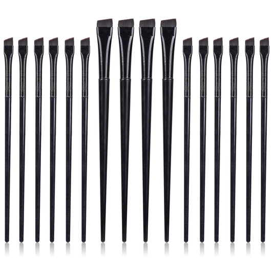 16-Piece Professional Eyeliner & Eyebrow Brush Set – Ultra Thin, Flat Tapered & Angled Eye Makeup Brushes by DAGUANZHI