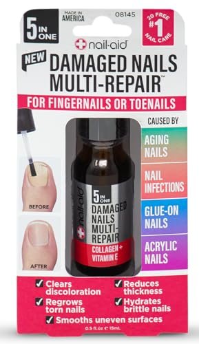 Nail-Aid 5-in-1 Damaged Nails Multi-Repair - Clear, 0.5 Fl Oz - Restore Fingernails & Toenails