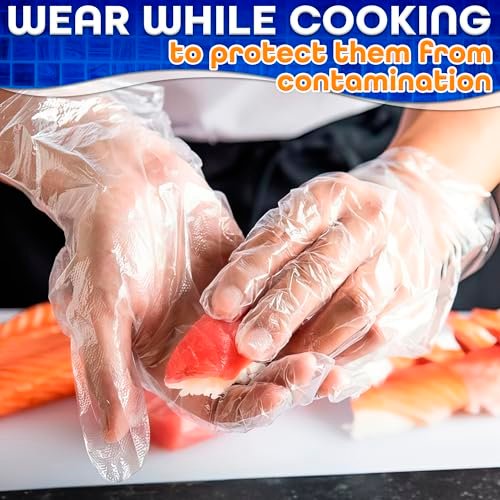 200 Pcs Paraffin Gloves for Hands - Lightweight, Disposable, Transparent, Leak-Proof Plastic Gloves for Cooking, Eating, Cleaning, Hair Coloring - görsel 8